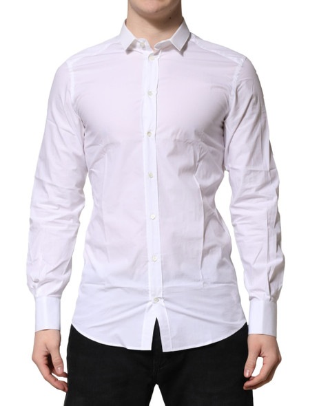 Dolce & Gabbana White Cotton GOLD Long Sleeves Formal Shirt TSH906721 Dolce & Gabbana White Cotton GOLD Long Sleeves Formal Shirt TSH906721