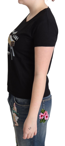 Moschino Black Cotton Come Play 4 Us Print Tops T-shirt Moschino Black Cotton Come Play 4 Us Print Tops T-shirt