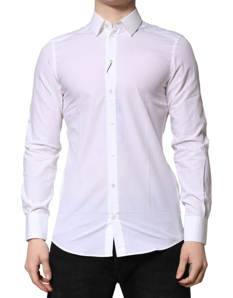 White MARTINI Long Sleeves Dress Formal Shirt White MARTINI Long Sleeves Dress Formal Shirt