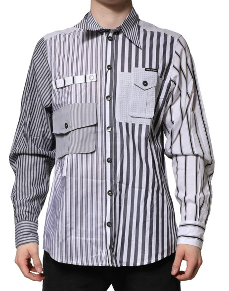 White Gray Striped Cotton Men Casual Shirt White Gray Striped Cotton Men Casual Shirt