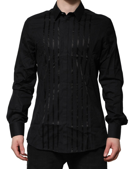 Dolce & Gabbana Black Cotton GOLD Mens Dress Formal Shirt Dolce & Gabbana Black Cotton GOLD Mens Dress Formal Shirt