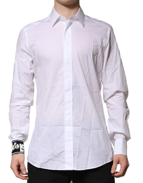 Dolce & Gabbana White GOLD Cotton Men Dress Formal Shirt TSH906799 Dolce & Gabbana White GOLD Cotton Men Dress Formal Shirt TSH906799