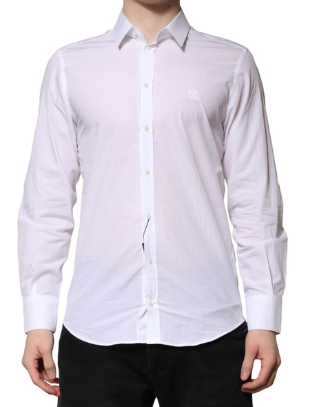 Dolce & Gabbana White MARTINI Long Sleeves Men Formal Shirt Dolce & Gabbana White MARTINI Long Sleeves Men Formal Shirt