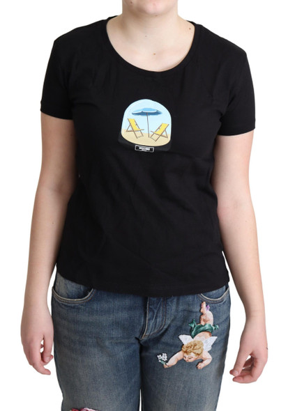 Black Printed Cotton Short Sleeves T-shirt Black Printed Cotton Short Sleeves T-shirt