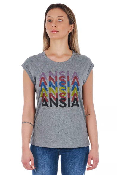 Gray Cotton Women T-Shirt Gray Cotton Women T-Shirt