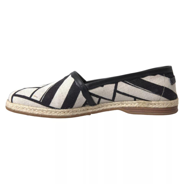 Dolce & Gabbana Black White Stripes Slip On Espadrille Shoes MV7921 Dolce & Gabbana Black White Stripes Slip On Espadrille Shoes MV7921