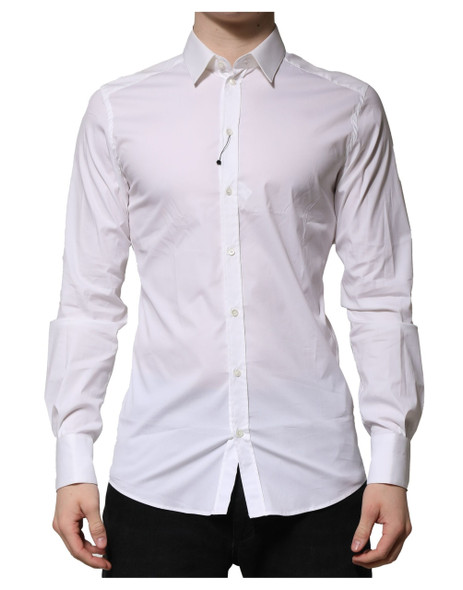 Dolce & Gabbana White Cotton GOLD Long Sleeves Formal Shirt TSH906830 Dolce & Gabbana White Cotton GOLD Long Sleeves Formal Shirt TSH906830