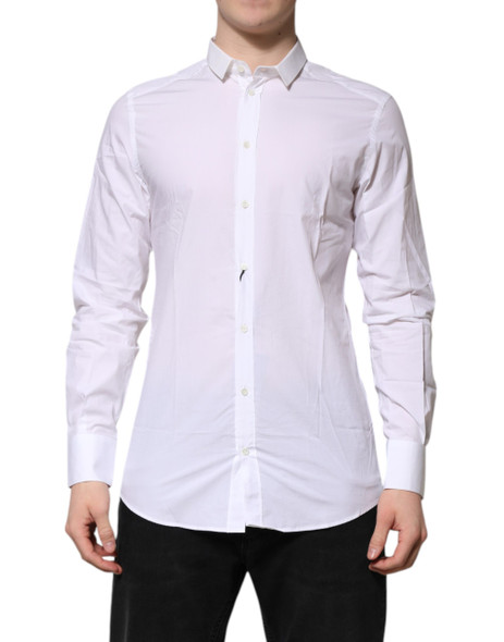 Dolce & Gabbana White GOLD Cotton Long Sleeves Men Formal Shirt TSH906920 Dolce & Gabbana White GOLD Cotton Long Sleeves Men Formal Shirt TSH906920