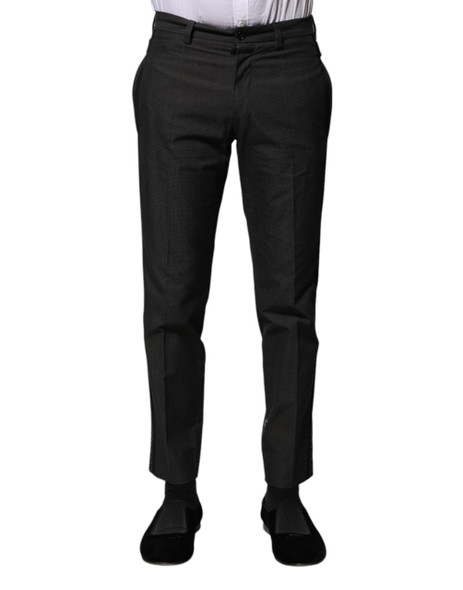 Dolce & Gabbana Gray Cotton Patterned Formal Pants Dolce & Gabbana Gray Cotton Patterned Formal Pants