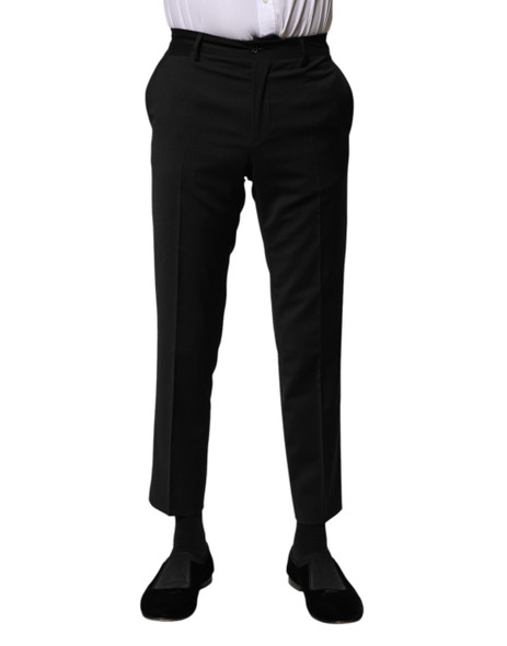 Dolce & Gabbana Black Wool Formal Men Cropped Pants Dolce & Gabbana Black Wool Formal Men Cropped Pants