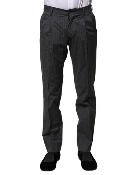 Dolce & Gabbana Gray Striped Cotton Formal Pants Dolce & Gabbana Gray Striped Cotton Formal Pants