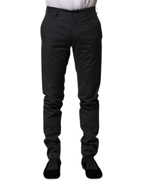 Dolce & Gabbana Gray Striped Cotton Formal Pants PAN75780 Dolce & Gabbana Gray Striped Cotton Formal Pants PAN75780