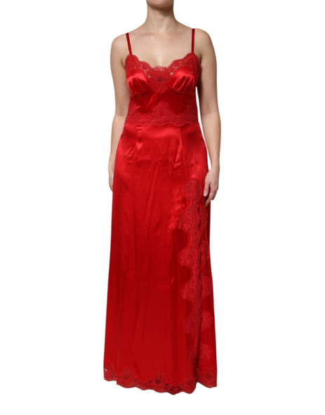 Red Silk Sleeveless Maxi Long Dress Red Silk Sleeveless Maxi Long Dress