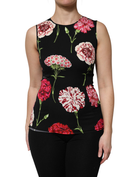 Dolce & Gabbana Black Floral Print Sleeveless Tank Blouse Top Dolce & Gabbana Black Floral Print Sleeveless Tank Blouse Top