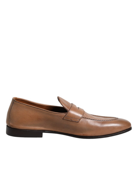 Brunello Cucinelli Brown Leather Loafer Dress Formal Shoes Brunello Cucinelli Brown Leather Loafer Dress Formal Shoes
