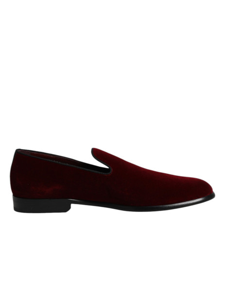 Red Cotton Velvet Slip On Loafers Formal Shoes Red Cotton Velvet Slip On Loafers Formal Shoes