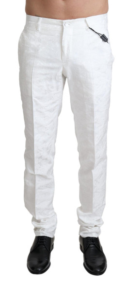 Dolce & Gabbana White Brocade Jaquard Dress Trouser Pants Dolce & Gabbana White Brocade Jaquard Dress Trouser Pants