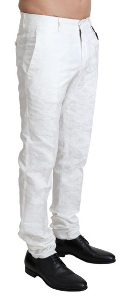 Dolce & Gabbana White Brocade Jaquard Dress Trouser Pants Dolce & Gabbana White Brocade Jaquard Dress Trouser Pants