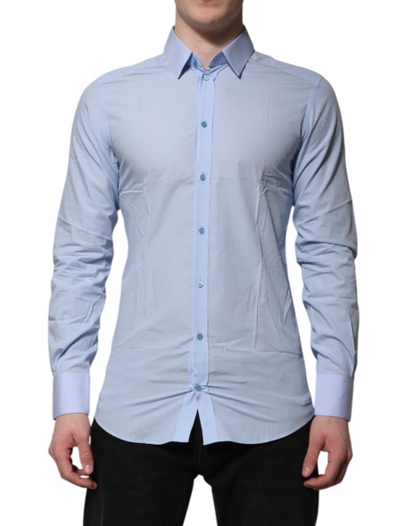Blue Cotton GOLD Long Sleeves Men Dress Shirt Blue Cotton GOLD Long Sleeves Men Dress Shirt
