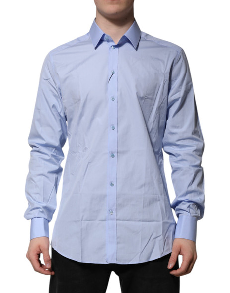 Blue Cotton GOLD Long Sleeves Dress Shirt Blue Cotton GOLD Long Sleeves Dress Shirt