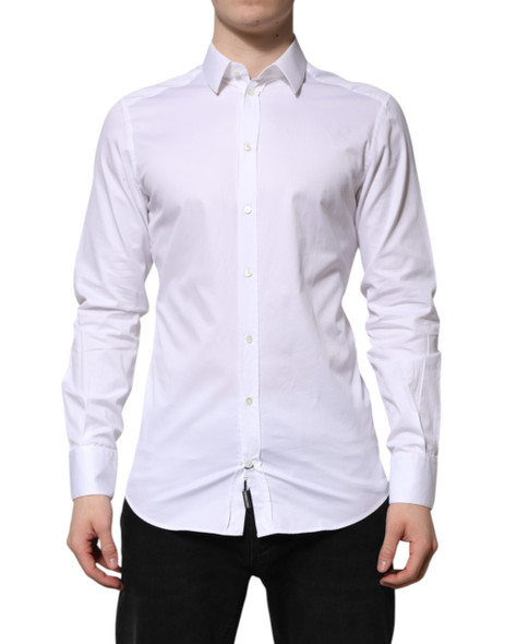 White Cotton GOLD Long Sleeve Men Dress Shirt White Cotton GOLD Long Sleeve Men Dress Shirt