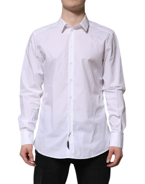 Dolce & Gabbana White Cotton GOLD Long Sleeves Dress Shirt TSH906934 Dolce & Gabbana White Cotton GOLD Long Sleeves Dress Shirt TSH906934