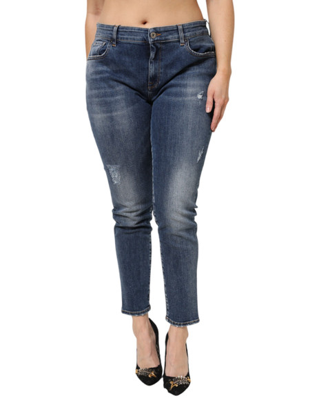 Dolce & Gabbana Blue Washed Cotton Low Waist Denim Jeans Dolce & Gabbana Blue Washed Cotton Low Waist Denim Jeans