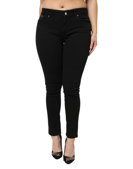 Dolce & Gabbana Black Cotton Mid Waist Denim Jeans Dolce & Gabbana Black Cotton Mid Waist Denim Jeans