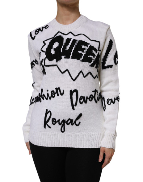 Dolce & Gabbana White Wool Knit Crew Neck Pullover Sweater Dolce & Gabbana White Wool Knit Crew Neck Pullover Sweater