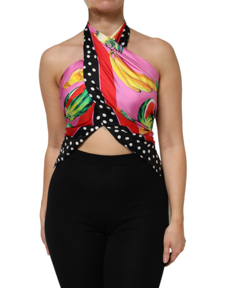 Dolce & Gabbana Multicolor Halter Party Evening Cropped Top Dolce & Gabbana Multicolor Halter Party Evening Cropped Top