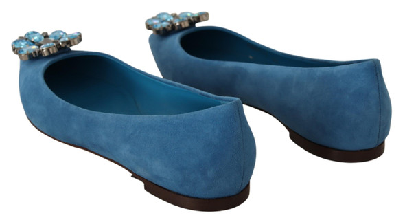 Dolce & Gabbana Blue Suede Crystals Loafers Flats Shoes Dolce & Gabbana Blue Suede Crystals Loafers Flats Shoes