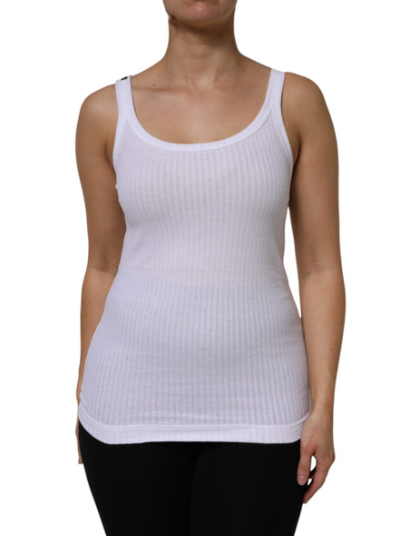 Dolce & Gabbana White Cotton Round Neck Sleeveless Tank Top Dolce & Gabbana White Cotton Round Neck Sleeveless Tank Top