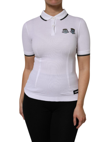 Dolce & Gabbana White Cotton Short Sleeves Collared Polo Top TSH87143 Dolce & Gabbana White Cotton Short Sleeves Collared Polo Top TSH87143