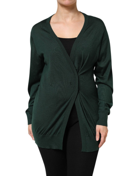 Dark Green Cashmere Silk Cardigan Sweater Dark Green Cashmere Silk Cardigan Sweater