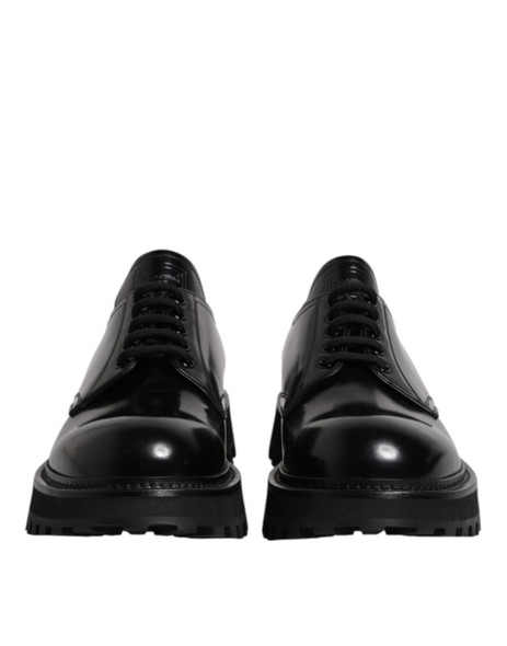 Dolce & Gabbana Black Leather Lace Up Derby Men Dress Shoes MV7294 Dolce & Gabbana Black Leather Lace Up Derby Men Dress Shoes MV7294