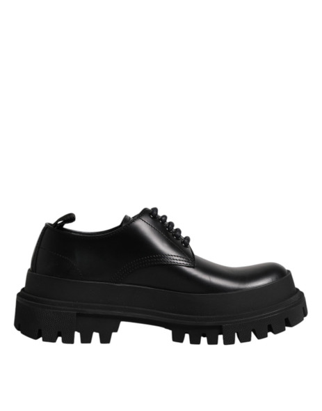 Dolce & Gabbana Black Leather Lace Up Derby Men Dress Shoes MV7296 Dolce & Gabbana Black Leather Lace Up Derby Men Dress Shoes MV7296