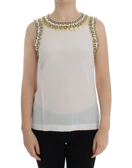 White crystal embellished tank top White crystal embellished tank top