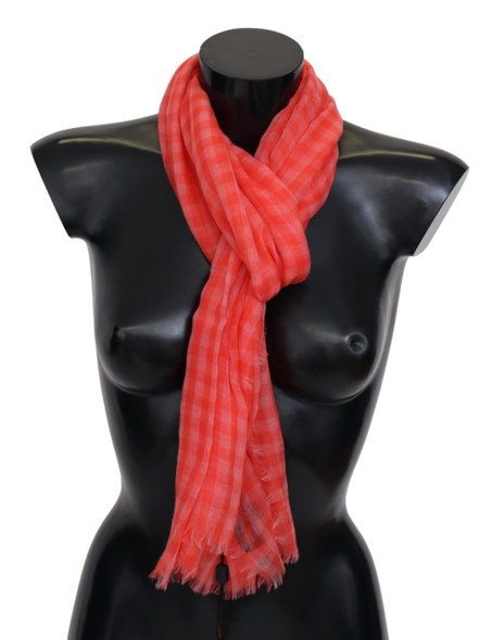 Orange Check Cashmere Unisex Wrap Fringes Scarf Orange Check Cashmere Unisex Wrap Fringes Scarf