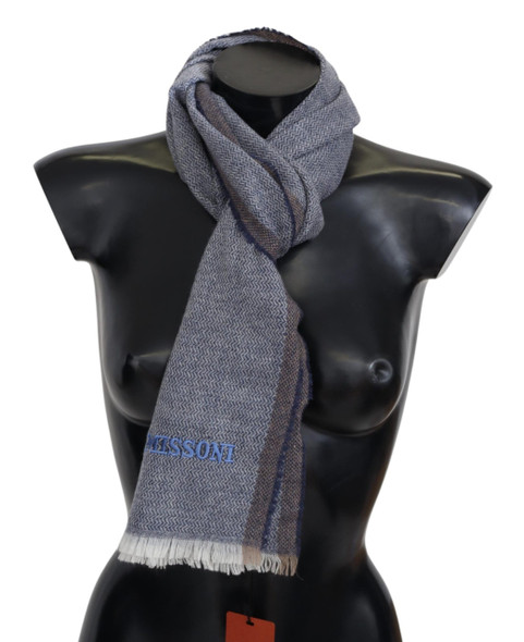 Gray Striped Wool Unisex Neck Wrap Fringes Scarf MS2043BG Gray Striped Wool Unisex Neck Wrap Fringes Scarf MS2043BG