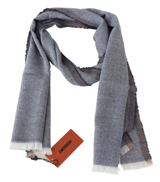 Gray Striped Wool Unisex Neck Wrap Fringes Scarf MS2043BG Gray Striped Wool Unisex Neck Wrap Fringes Scarf MS2043BG