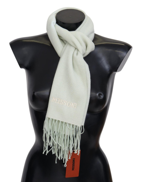 Light Green Pattern Cashmere Unisex Wrap Fringes Scarf Light Green Pattern Cashmere Unisex Wrap Fringes Scarf