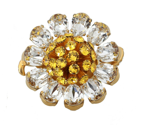 Dolce & Gabbana Gold Brass Yellow Crystal Flower Ring Dolce & Gabbana Gold Brass Yellow Crystal Flower Ring