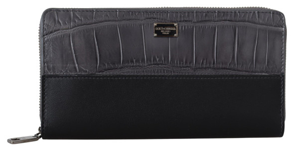 Dolce & Gabbana Black Zip Around Continental Clutch Leather Wallet Dolce & Gabbana Black Zip Around Continental Clutch Leather Wallet