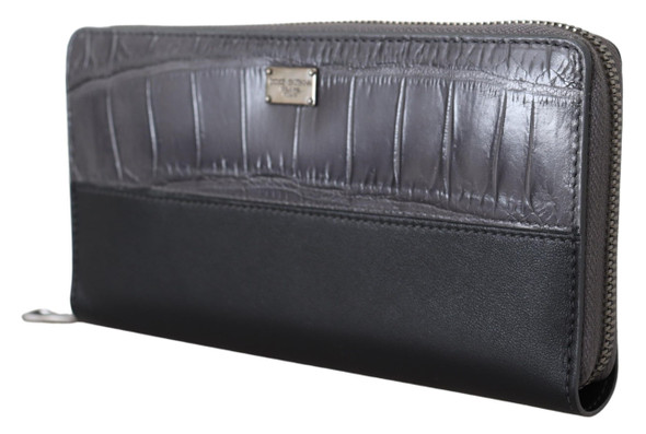 Dolce & Gabbana Black Zip Around Continental Clutch Leather Wallet Dolce & Gabbana Black Zip Around Continental Clutch Leather Wallet