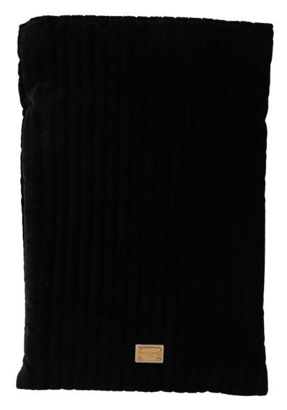 Black Velvet Quilt Drawstring Logo Plaque Pouch Bag Black Velvet Quilt Drawstring Logo Plaque Pouch Bag