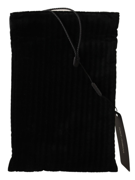 Black Velvet Quilt Drawstring Logo Plaque Pouch Bag Black Velvet Quilt Drawstring Logo Plaque Pouch Bag