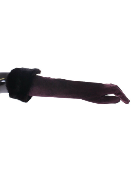 Purple Mink Fur Goatskin Suede Leather Gloves Purple Mink Fur Goatskin Suede Leather Gloves