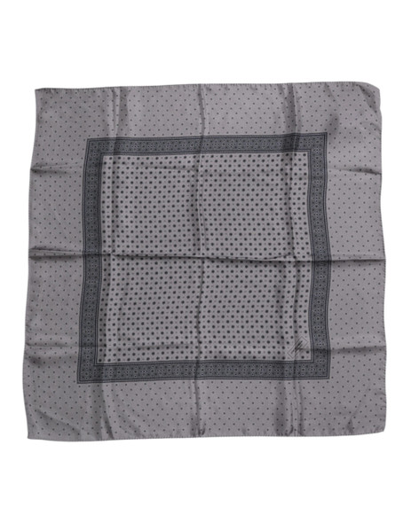 Dolce & Gabbana Gray Polka Dot Silk Square Men Foulard Scarf Dolce & Gabbana Gray Polka Dot Silk Square Men Foulard Scarf