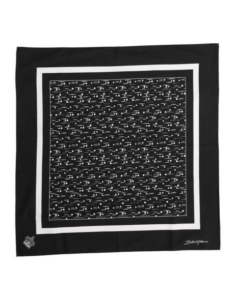 Dolce & Gabbana Black White Printed Square Foulard Scarf Dolce & Gabbana Black White Printed Square Foulard Scarf