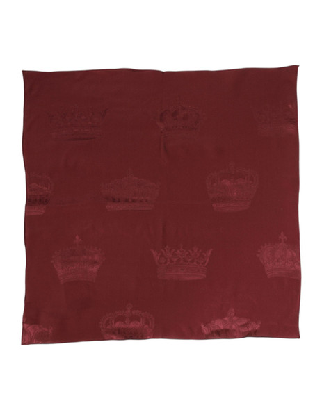 Dolce & Gabbana Maroon Silk Crown Square Men Foulard Scarf Dolce & Gabbana Maroon Silk Crown Square Men Foulard Scarf
